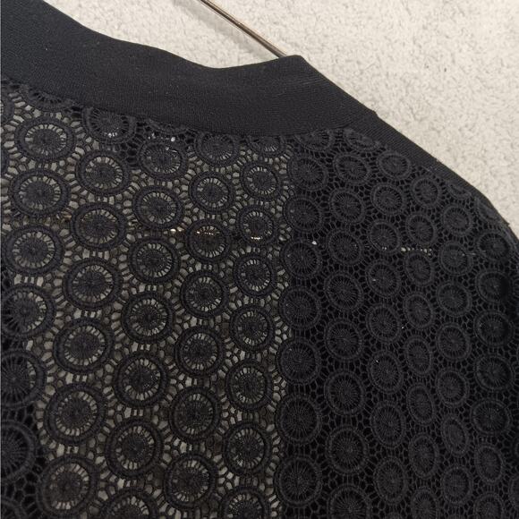 Premise Studio Cardigan Lace Like Back 3/4 Sleeve Size 1X Black - Picture 9 of 10